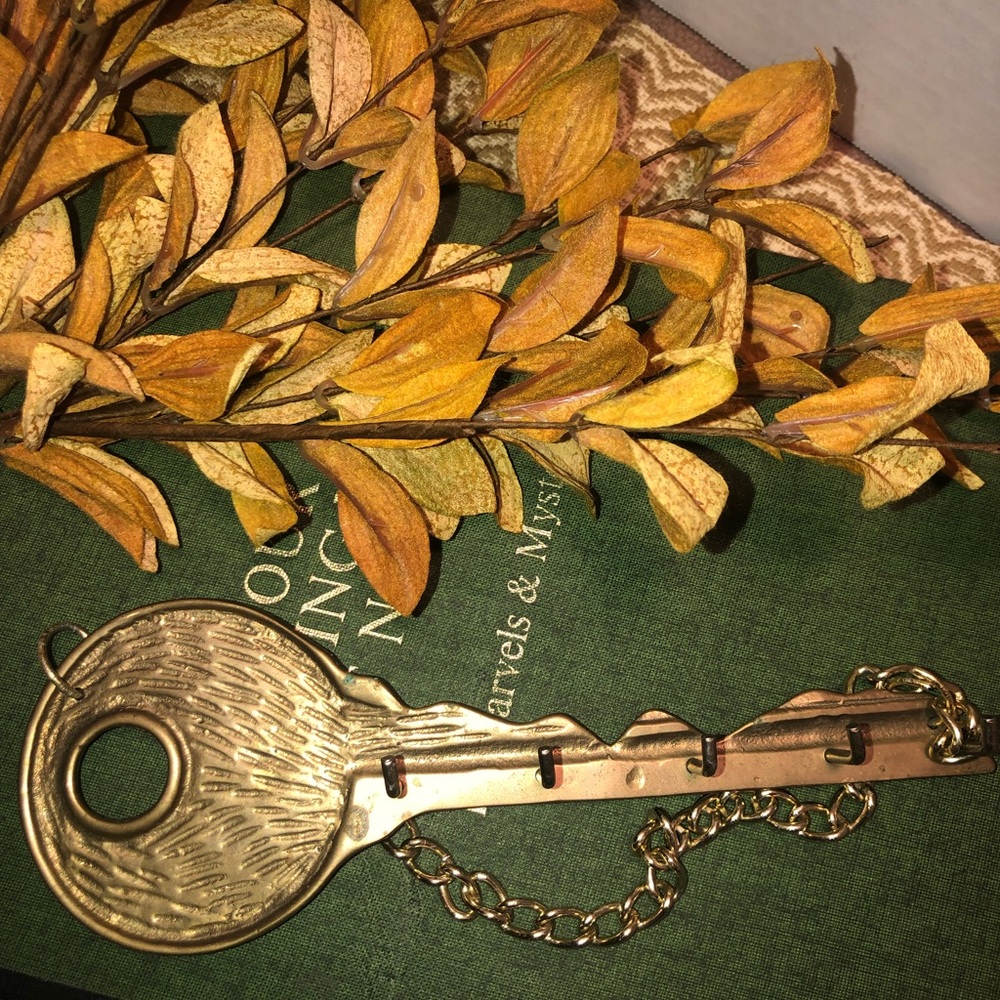 Vintage brass 5 hook key holder